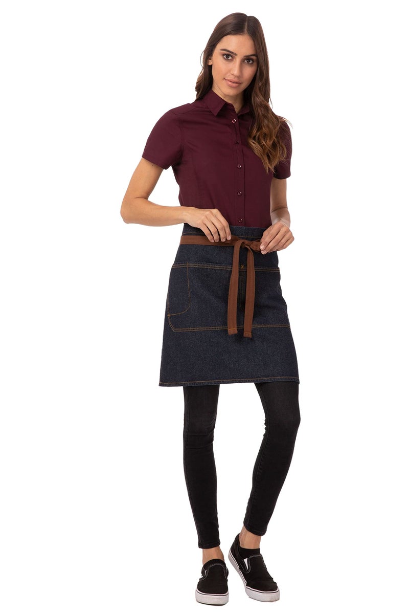 Chef Works Unisex Memphis Half Bistro Apron, Indigo Blue, One Size - Image 1